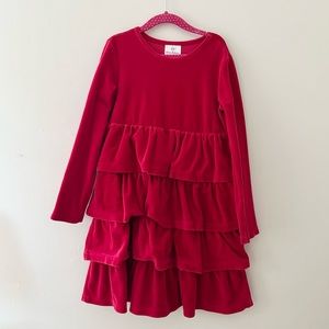 Hanna Andersson Red Velour Ruffle Dress